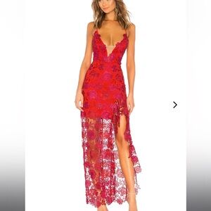 Lovers and Friends Tarron Gown in Magenta & Red